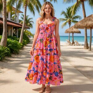 Proud Poppy Tiered Maxi‎ Dress Vacation Print Resort Travel Europe Coastal 8